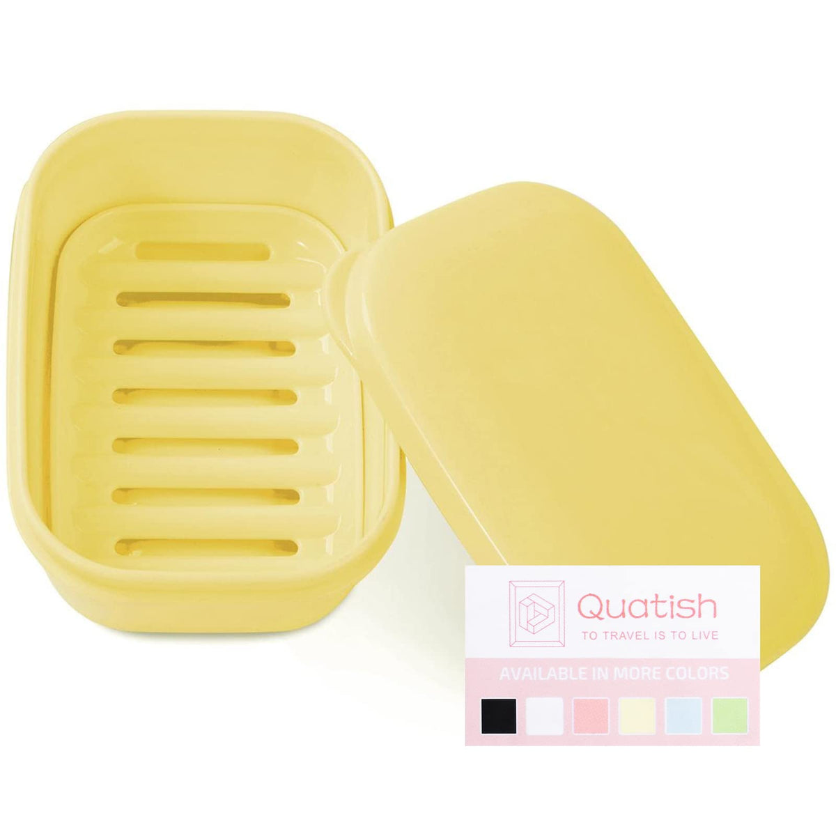 Quatish Leakproof Soap Dish with Lid & Draining Layer, Shatterproof Travel Bar Soap Holder Case Container, Portable Travel Size Toiletries Essentials for Camping, Gym, Bathroom, Greygreen