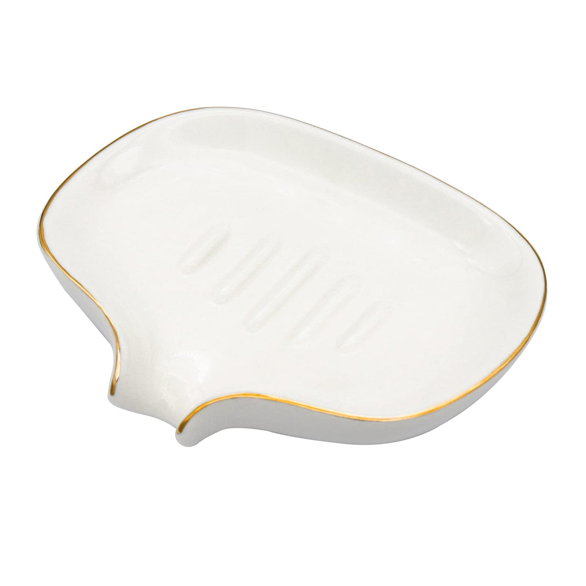White Marble Texture Soap Dish Ceramic Soap Holder Self Draining Soap Dish Waterfall Slot Sponge Holder Bathroom Accessories for Bathroom, Kitchen,Bar Counter.