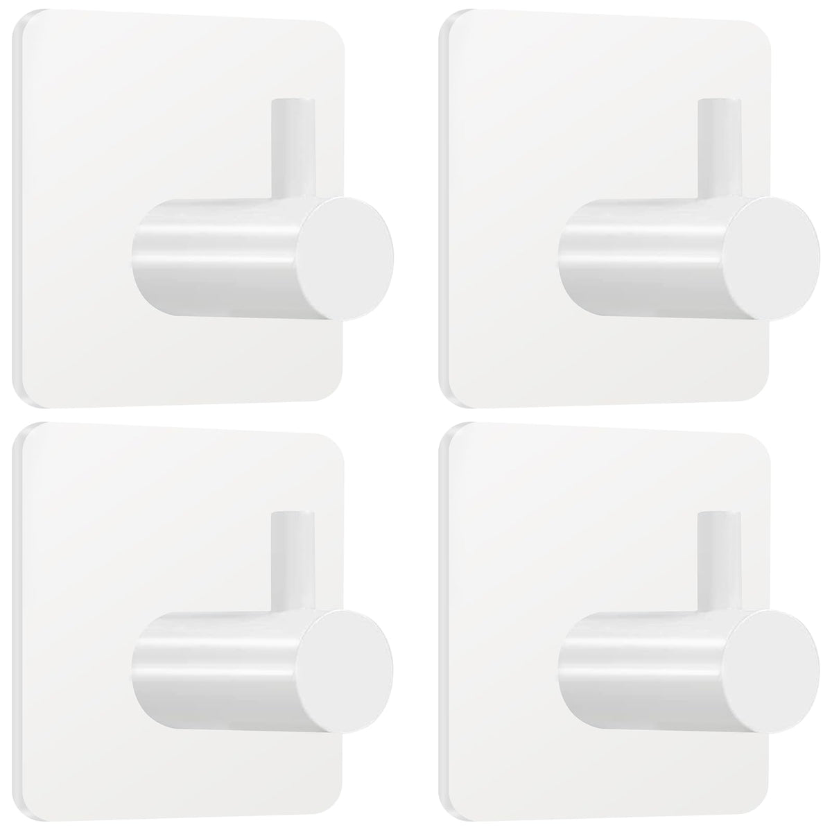 Fotosnow Adhesive Towel Hooks 15lbs Heavy Duty Wall Hooks Waterproof Stainless Steel Hanger for Hanging Coat, Hat, Towel Robe Hook Rack Wall Mount- Bathroom and Bedroom 4-Packs