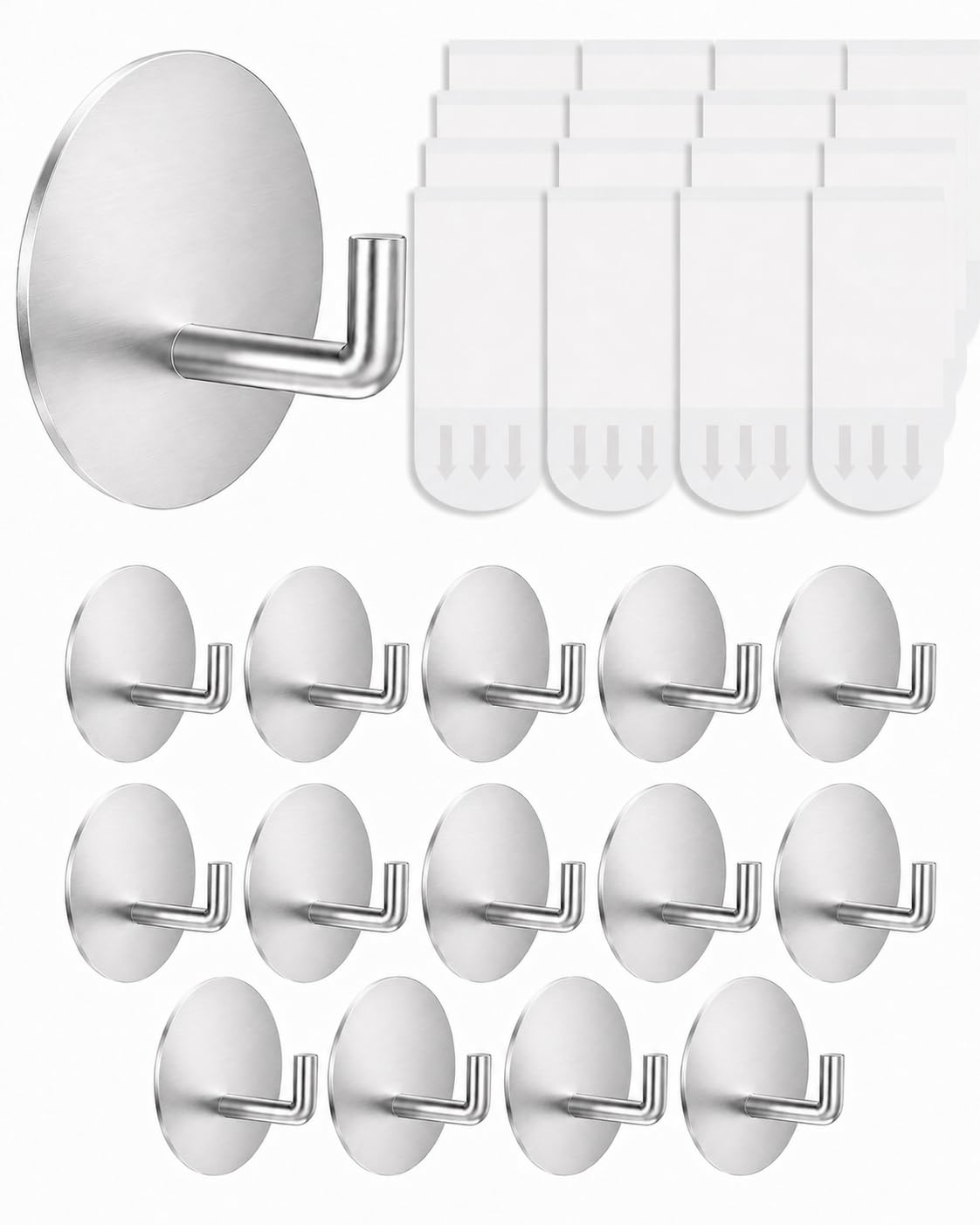 5 Pcs Towel Hooks Heavy Duty for Hanging,Adhesive Wall Hooks with Removable Strips,Sticky No Damage,Outdoor for Bathrooms,Shower,Stockings,Decor,Robe,X-Large,Black 304 Stainless Steel