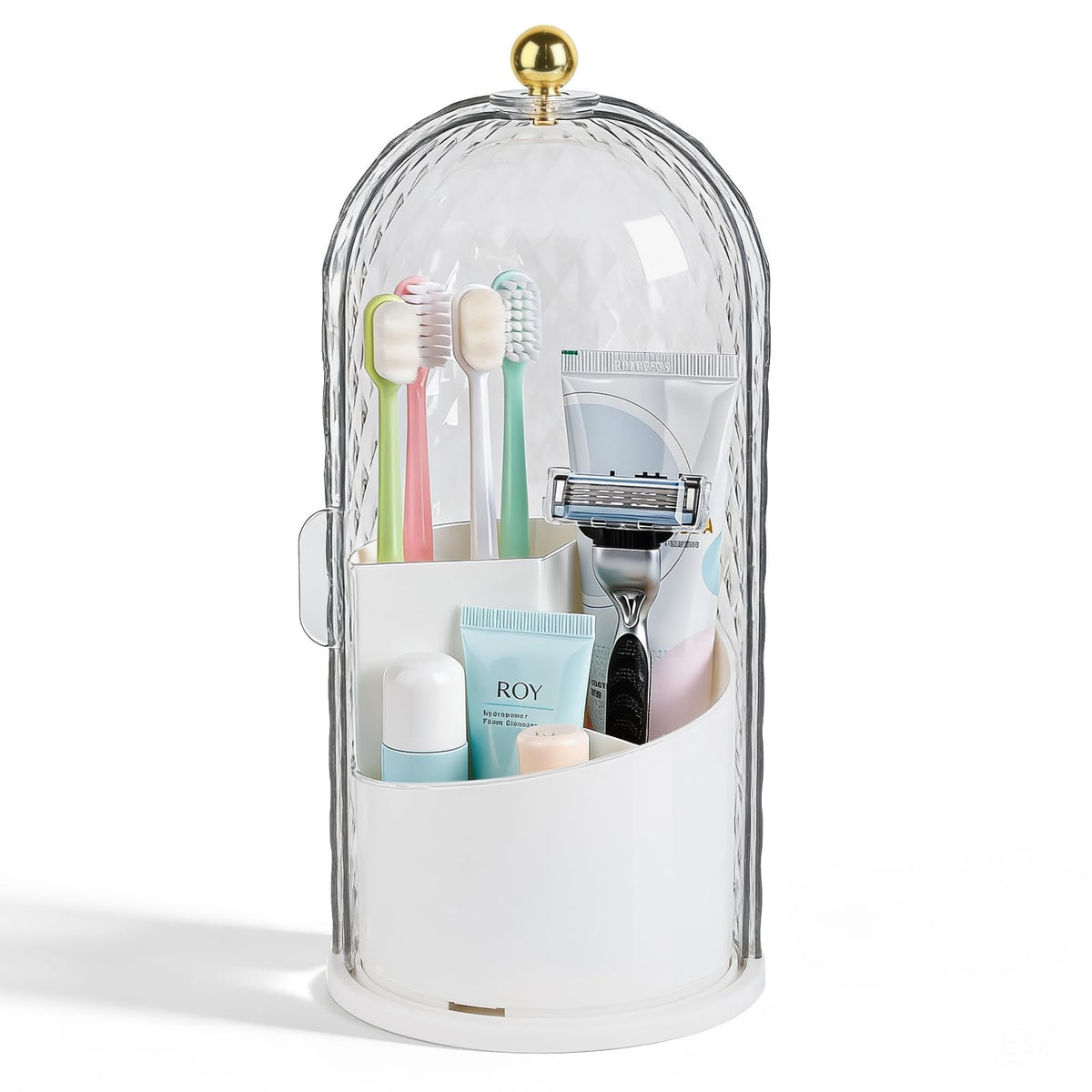 Toothbrush Holder with Cover for Bathroom Countertop, Organizer, Black