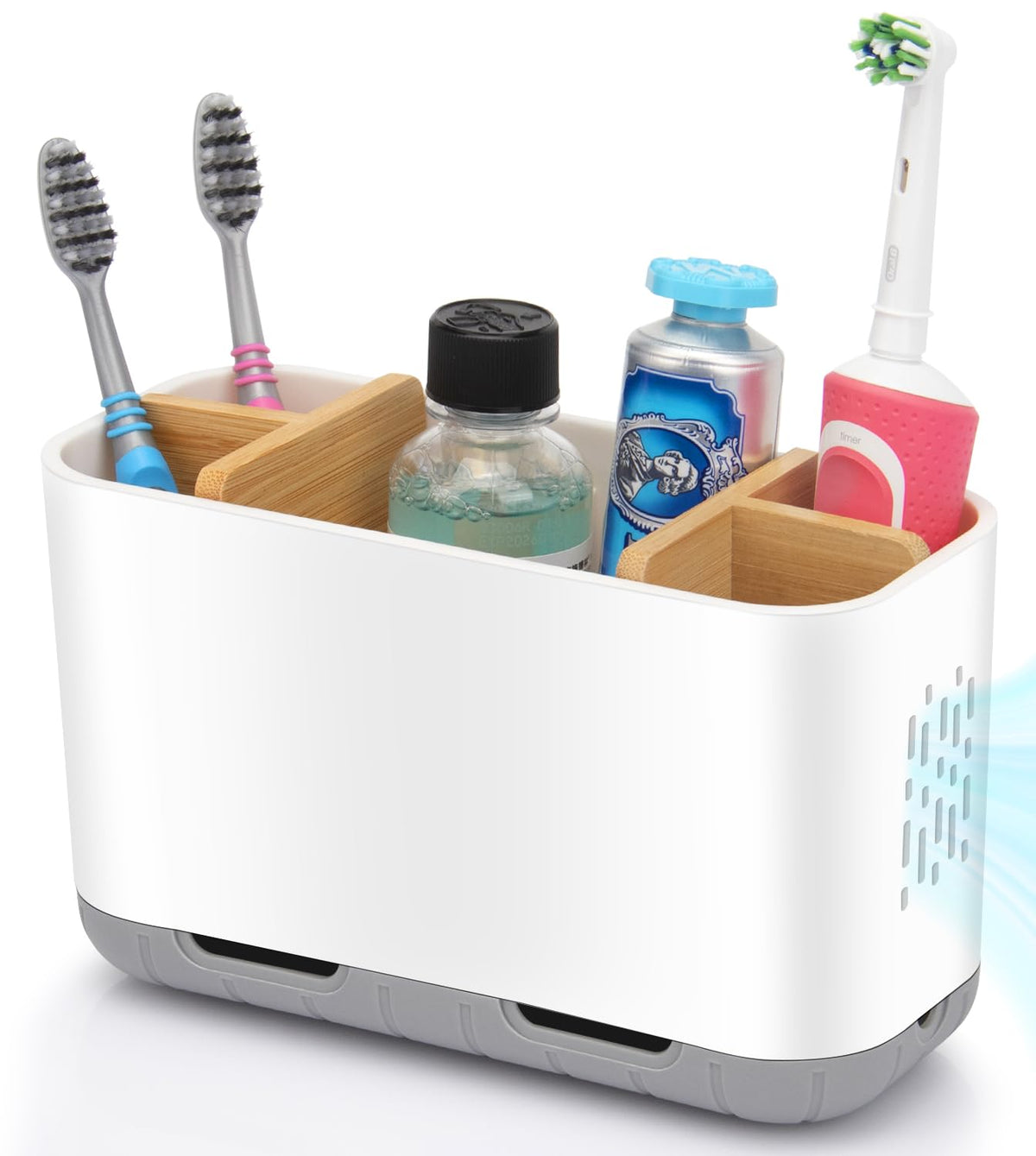 GFWARE Black Toothbrush Holder, 5 Slots Bathroom Organizers and Storage
