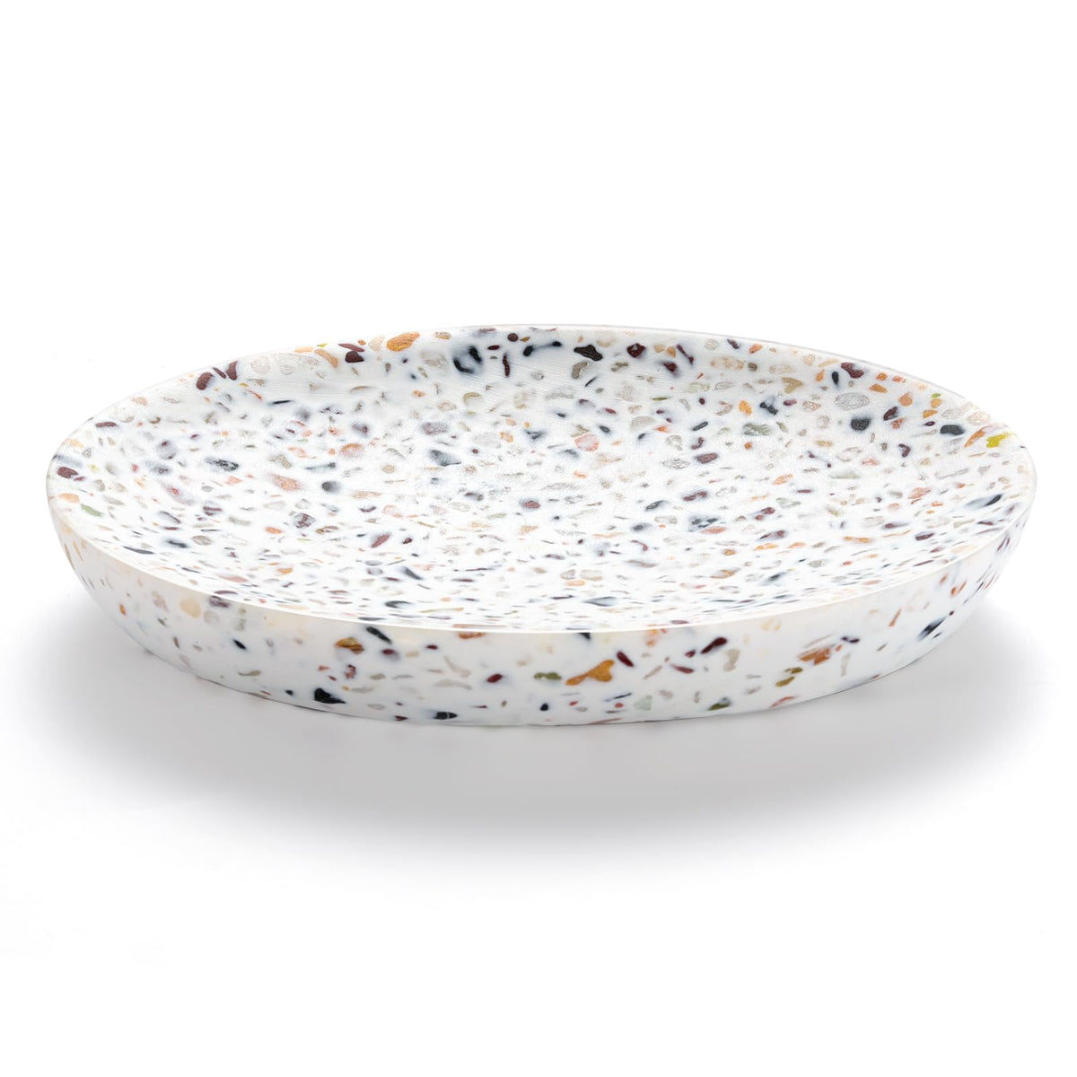 Luxspire Oval Soap Dish, Resin soap Holder for Bathroom, Gravel White