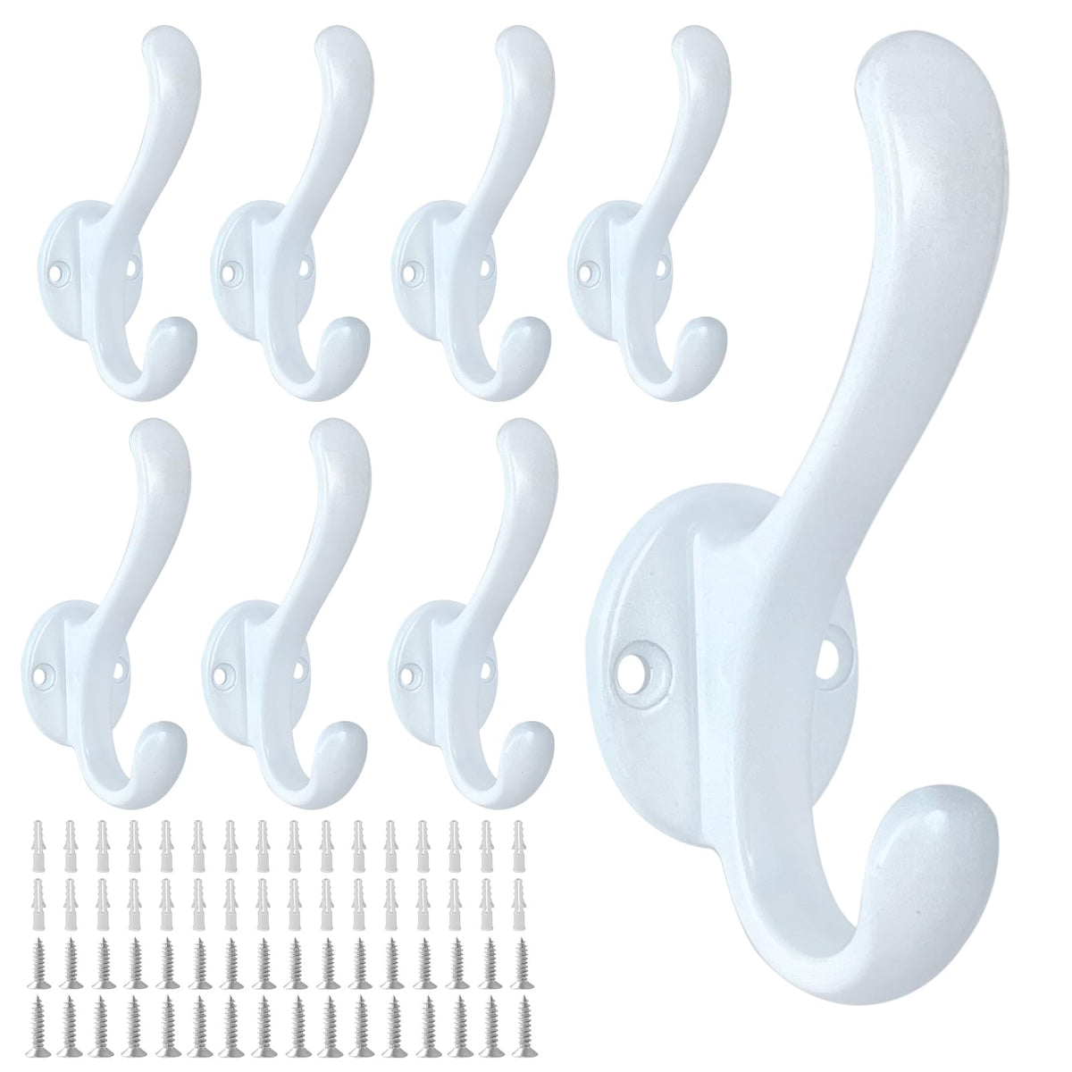 6 Pack Coat Hooks Wall Mount Heavy Duty Utility Retro Double Hooks for Hanging Coats,Hat, Towel, Key, Robe, Scarf, Bag, Cap (Black)