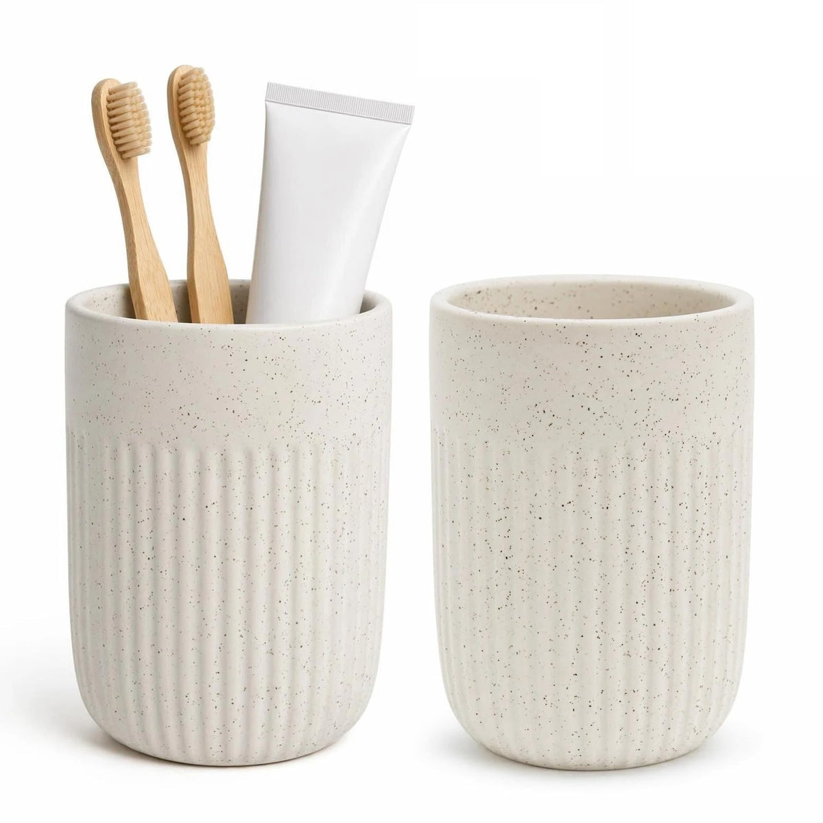 White Toothbrush Holder for Bathroom Ceramic Toothbrush Cup