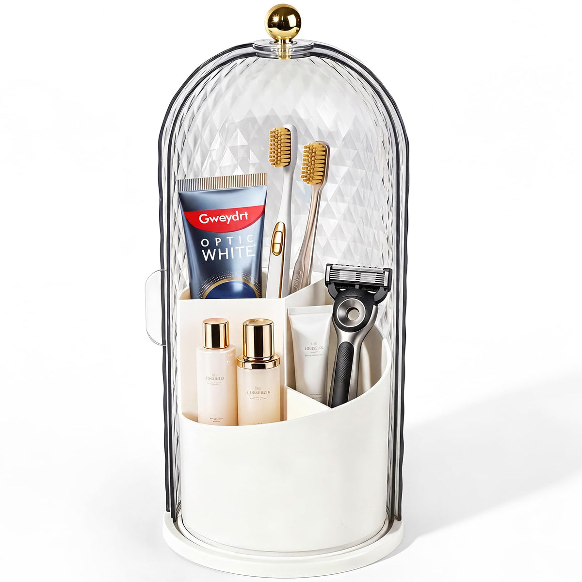 3 Slots Rotating Toothbrush Holders with Lid for Bathroom
