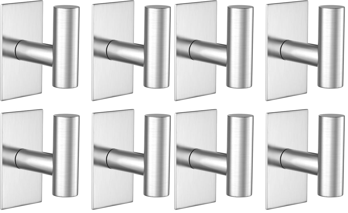 VAEHOLD Wall Towel Hooks, Heavy Duty Sticky Holder Waterproof Towel Hooks for Hanging Coat, Clothes, Closet Hook Wall Mount for Kitchen (Chrome, 2 Pack)