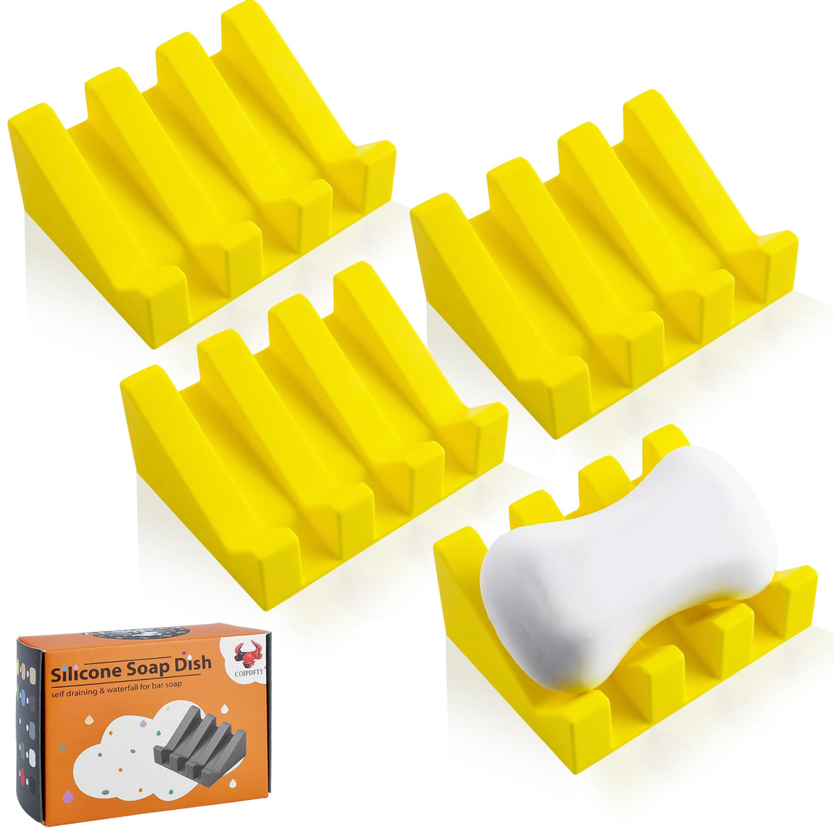 Self Draining Soap Dish Holder,Silicone Soap Dish,for Bathroom,Kitchen, Sponges,Can Extend Soap Life,Keep Soap Bars Dry and Easy Cleaning (Black,1-Pack)