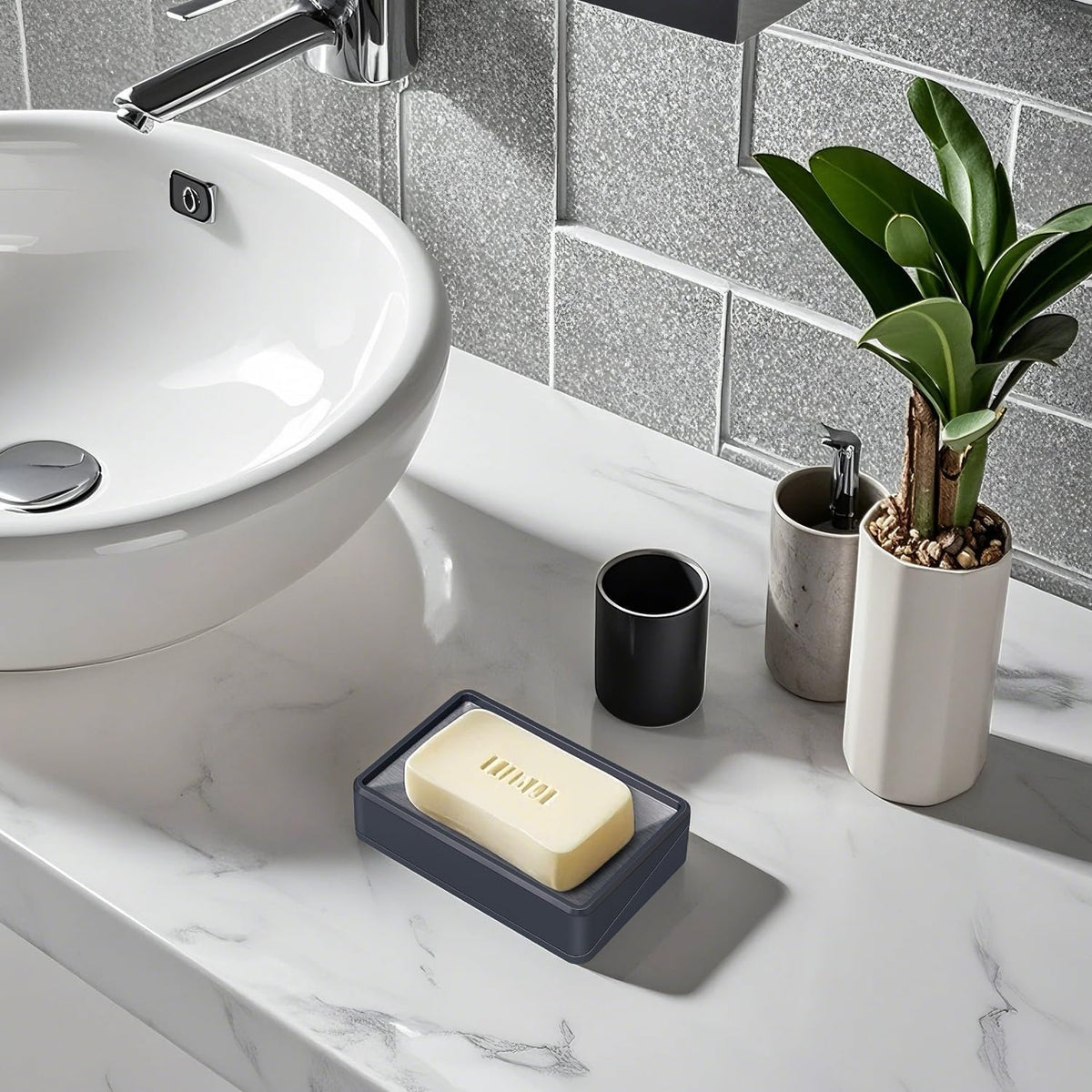 Soap Dish Tray with Drain for Bathroom Shower Kitchen
