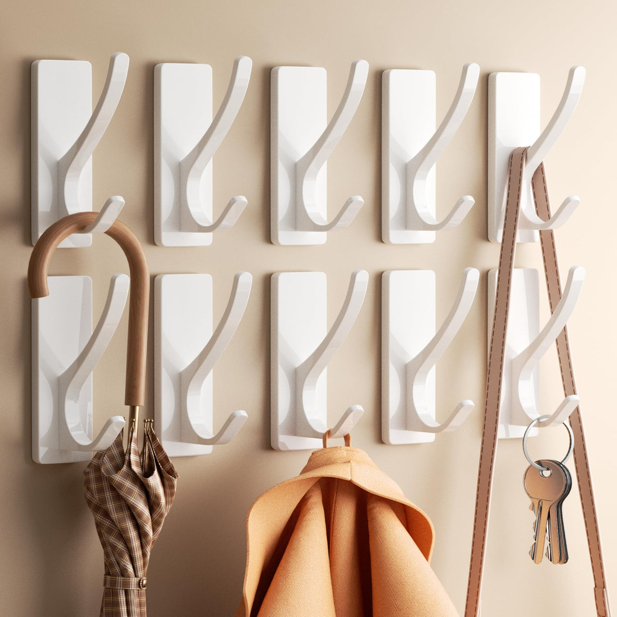 pickpiff Brush Nickel Self-Adhesive Hook, 13LB Hanger for Coat/Towel, 4 Pcs