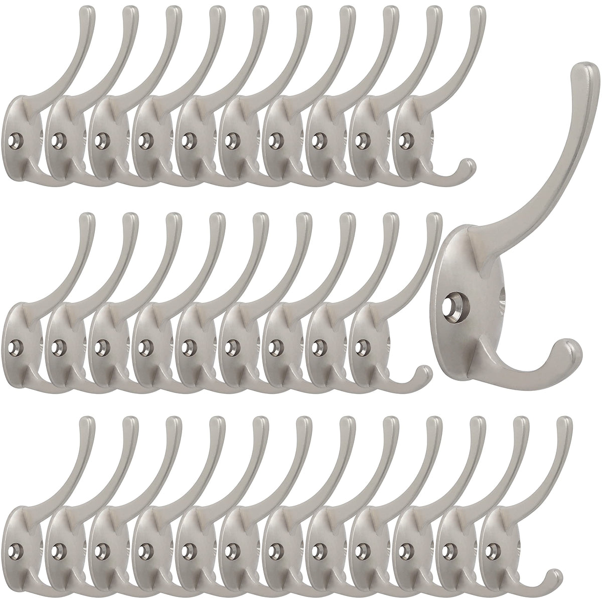 IBosins 12 Pack Black Double Coat Hooks Wall Mounted with 24 Screws