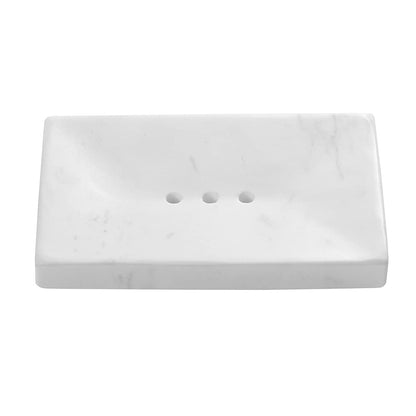Natural Smooth Real Marble Soap Dish/Facial Sponge Holder/Bathroom Makeup Sponge Tray with Draining Hole (White Carrara)