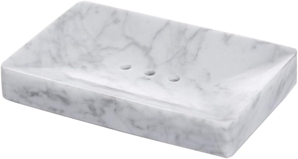 Natural Smooth Real Marble Soap Dish/Facial Sponge Holder/Bathroom Makeup Sponge Tray with Draining Hole (White Carrara)