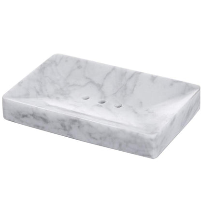 Natural Smooth Real Marble Soap Dish/Facial Sponge Holder/Bathroom Makeup Sponge Tray with Draining Hole (White Carrara)