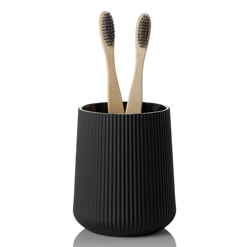 YAUKPH Beige Striped Toothbrush Holder