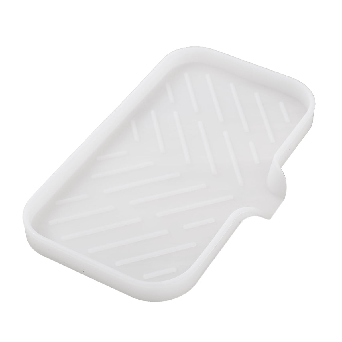 MicoYang Silicone Soap Dish with Drain Spout, Self-Draining Sink Organizer Tray for Bathroom and Kitchen, Sponges, Dispensers and Soap Holder, Non-Slip and Dishwasher Safe, Black (Compact, 4.9"×3.2")