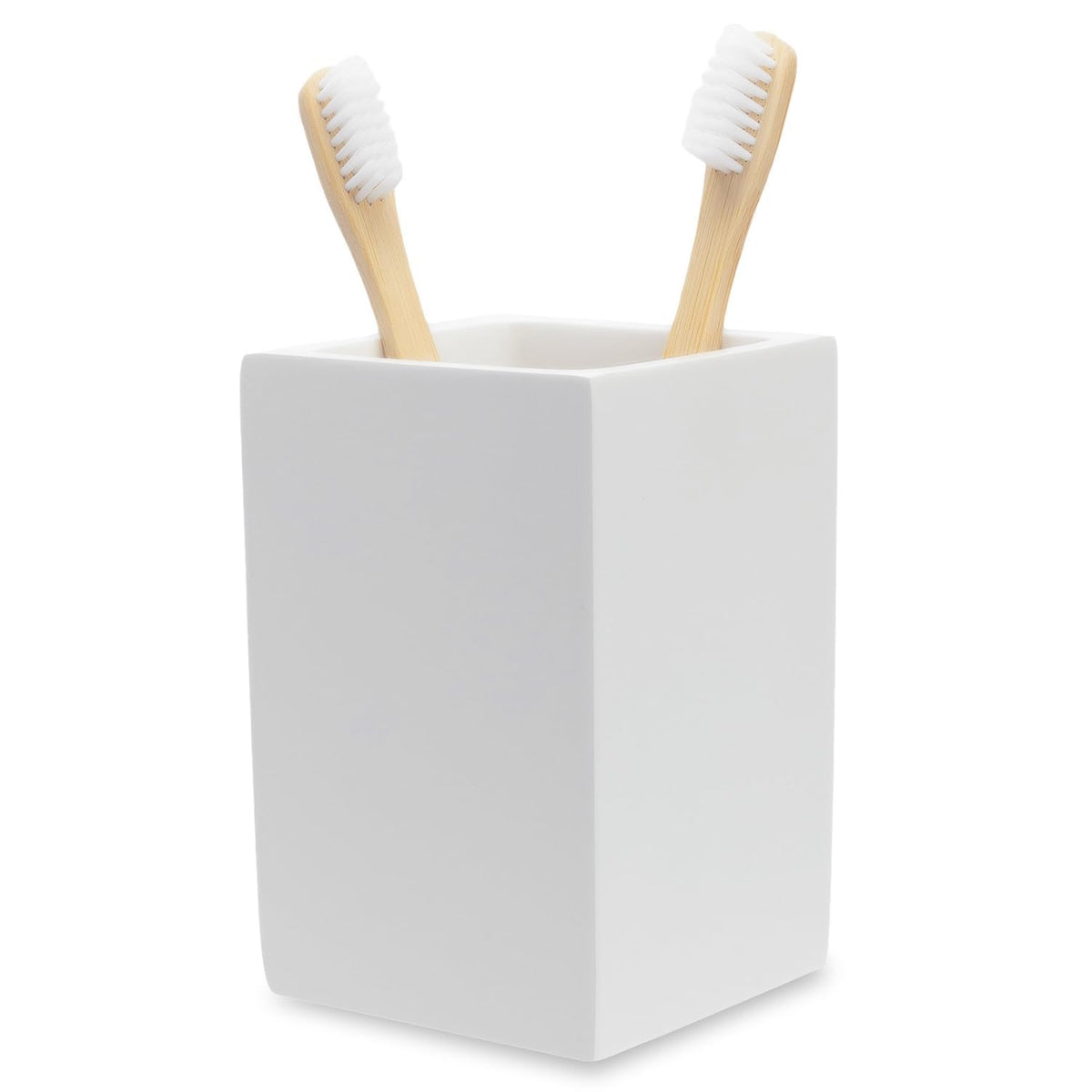 Yew Design Matte White Bathroom Toothbrush Holder Cup - Round