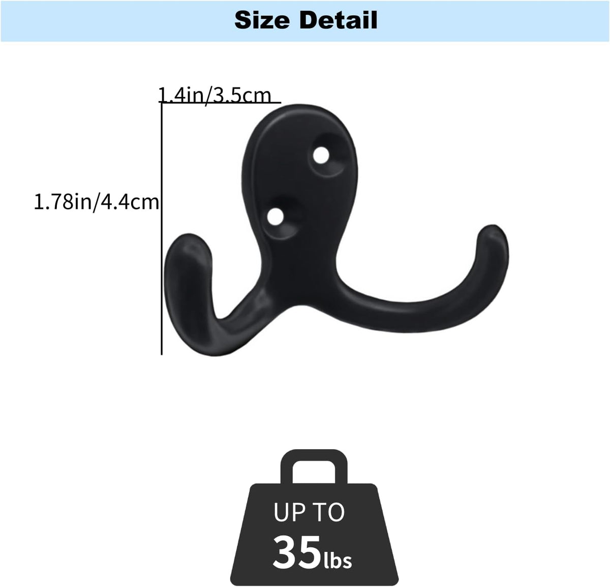 Kruodop 4 Pack Wall Hooks Wall Mounted Coat Hooks for Hanging Heavy Duty, Black Towel Hooks, Metal Double Coat Hanger with Screws Cup Retro for Coats, Handbags, Towels, Hat