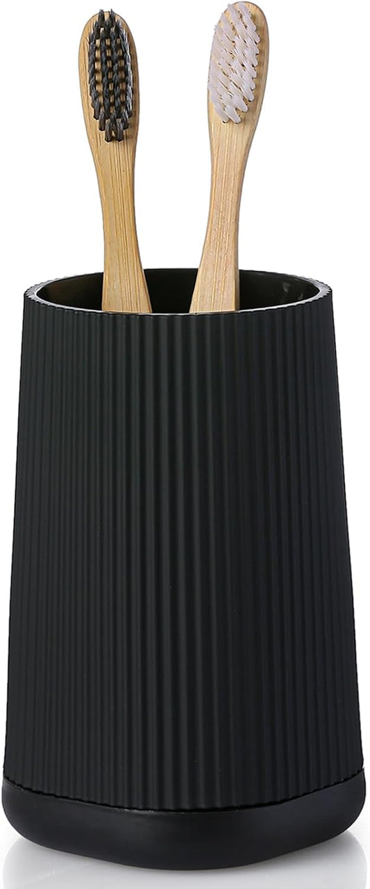 YAUKPH Small Single Toothbrush Holder with Silicone Bottom Black