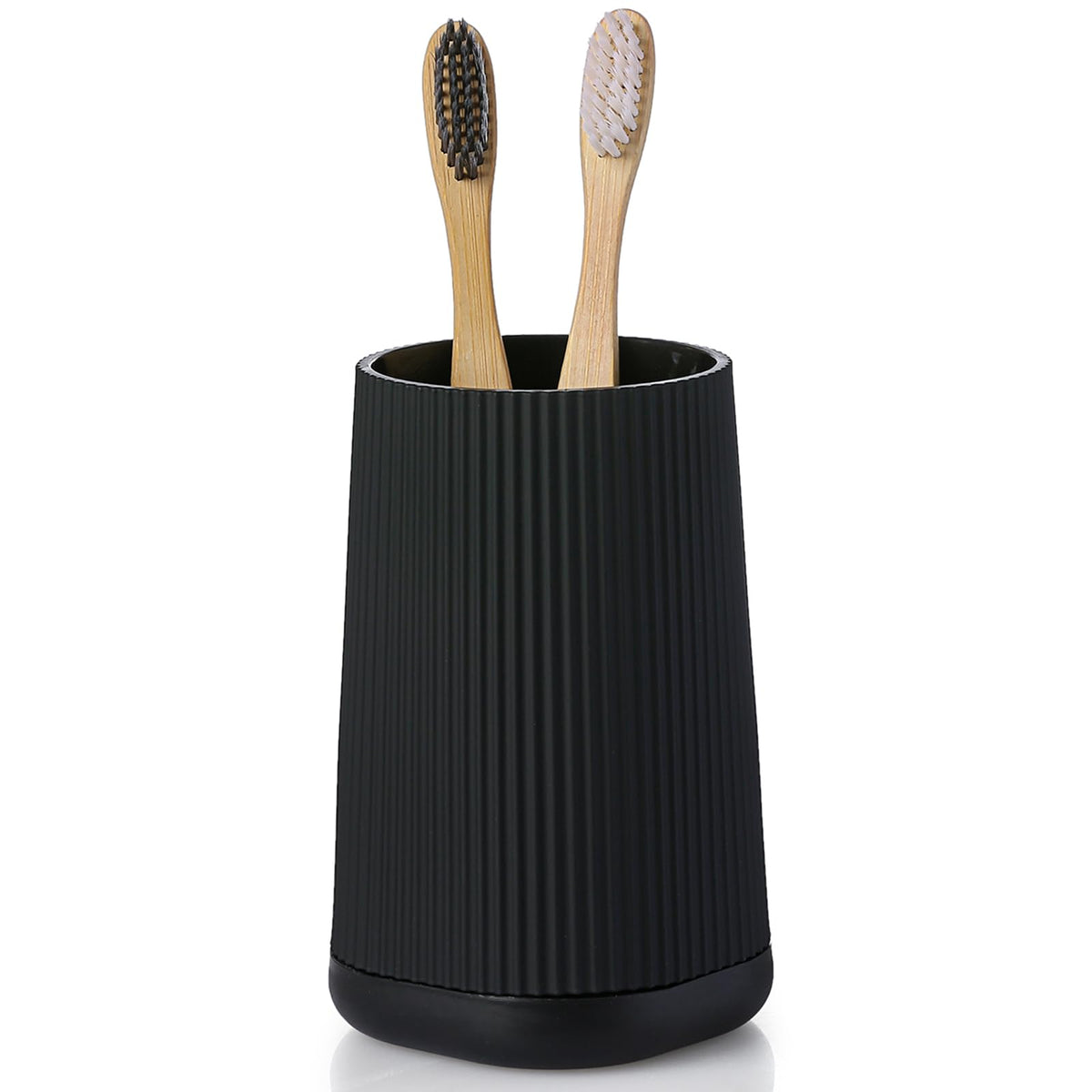 YAUKPH Small Single Toothbrush Holder with Silicone Bottom Black