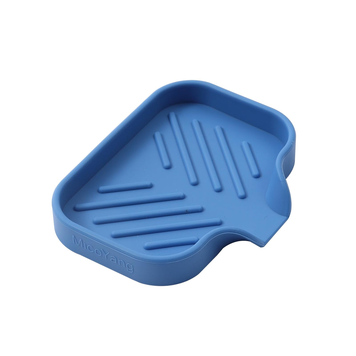 MicoYang Silicone Soap Dish with Drain Spout, Self-Draining Sink Organizer Tray for Bathroom and Kitchen, Sponges, Dispensers and Soap Holder, Non-Slip and Dishwasher Safe, Black (Compact, 4.9"×3.2")