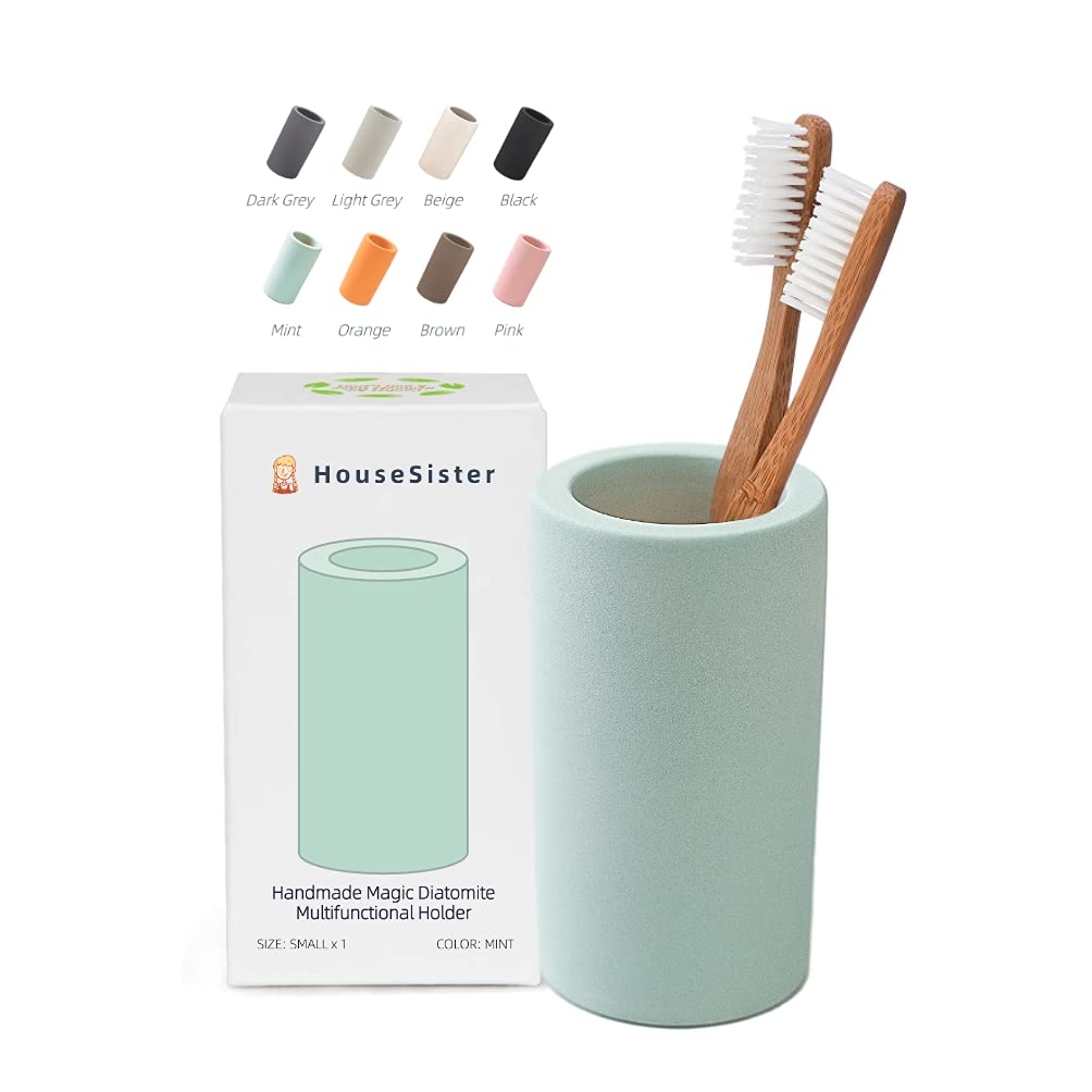 Fast-Drying Diatomite Toothbrush Holder - Bathroom Countertop Organizer Stand for Toothpaste, Makeup Brushes, Razors & Accessories (Dark Grey)