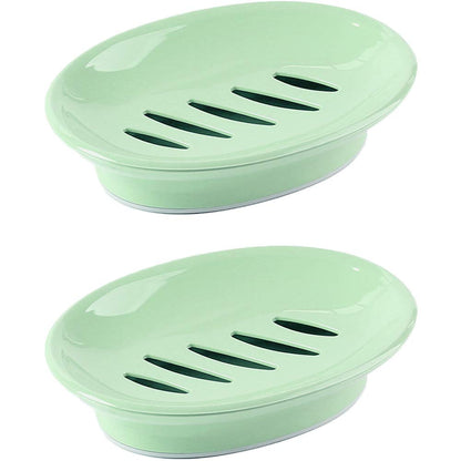 WYOK 2-Pack Soap Dish Plastic Soap Holder with Drainage for Shower (White)