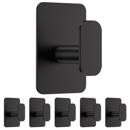 Large Heavy Duty Wall Hooks - 26lb Max, Stainless Steel Adhesive Towel Hooks for Hanging Towel, Coat, Robe, Hat, Sticky Towel Holder for Wall Mount in Bathroom, Shower, Kitchen (Black, 4 Pack)