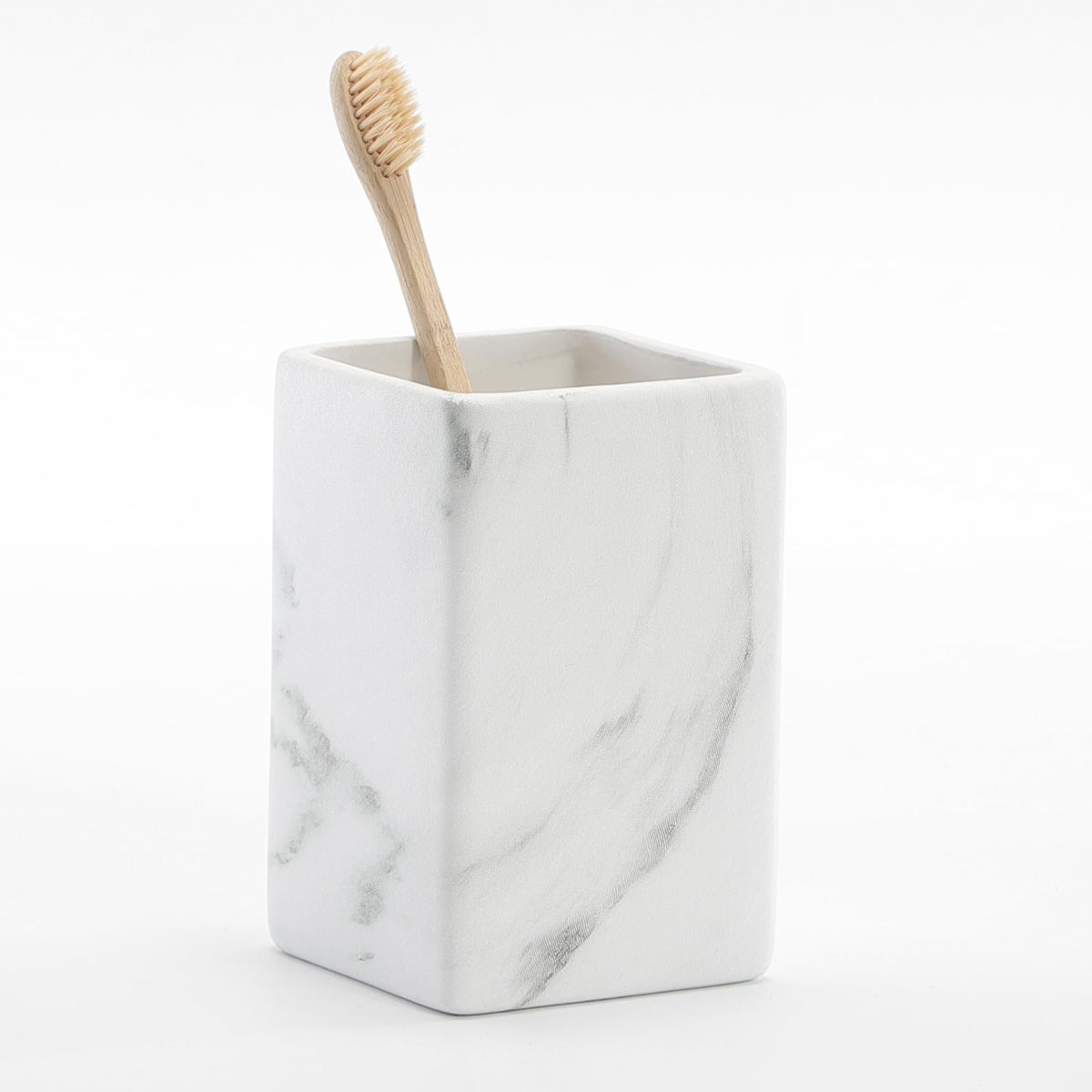 Ceramic Black Square Toothbrush Holder for Bathrooms - 1 Cup Square Toothbrush Toothpaste Holders, Bathroom Tumbler Cup Reusable Toothbrush Mouthwash Cup, Bathroom Counter Organizer.