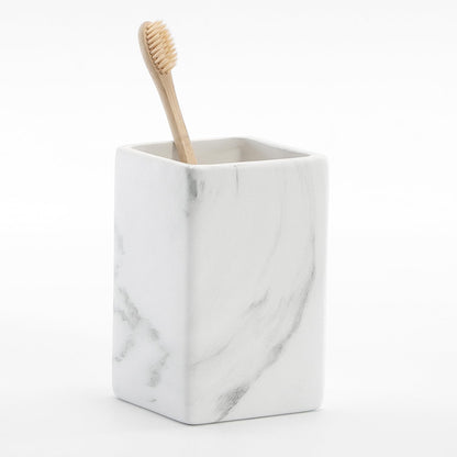 Ceramic Black Square Toothbrush Holder for Bathrooms - 1 Cup Square Toothbrush Toothpaste Holders, Bathroom Tumbler Cup Reusable Toothbrush Mouthwash Cup, Bathroom Counter Organizer.