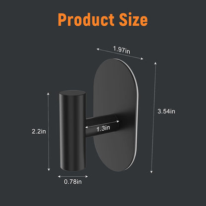 SetSail Adhesive Towel Hooks,Bathroom Black Towel Holder for Wall,4 Packs