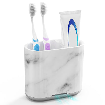 Bamboo Toothbrush Holder for Bathrooms Toothpaste Organizer, Small, Black