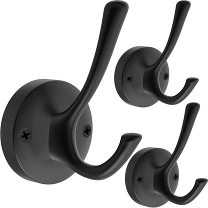 TOFIIGREM Brushed Nickel Wall Hooks Towel Hooks, 2 Pack Coat Robe Hook Heavy Duty Bathroom Double Hook Wall Mounted, Hand Towel Hooks for Closet Entryway Cubicle Kitchen