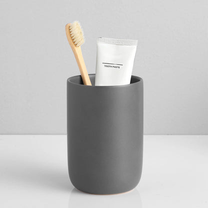 Toothbrush Holders for Bathrooms - 2 Cups Ceramic Toothbrush Toothpaste Holders Set, White Bathroom Tumbler Cups Reusable Toothbrush Mouthwash Cup, Bathroom Counter Organizer