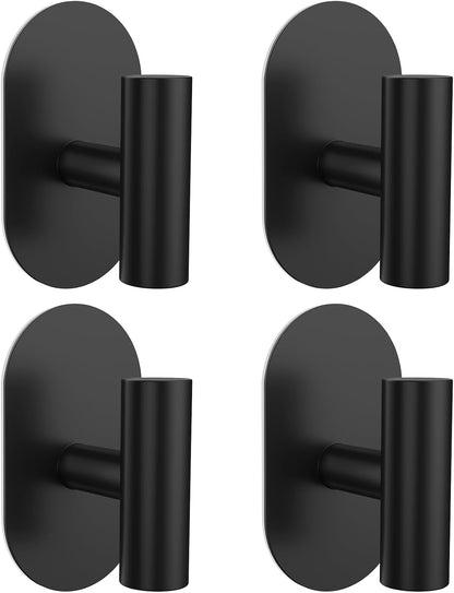SetSail Adhesive Towel Hooks,Bathroom Black Towel Holder for Wall,4 Packs