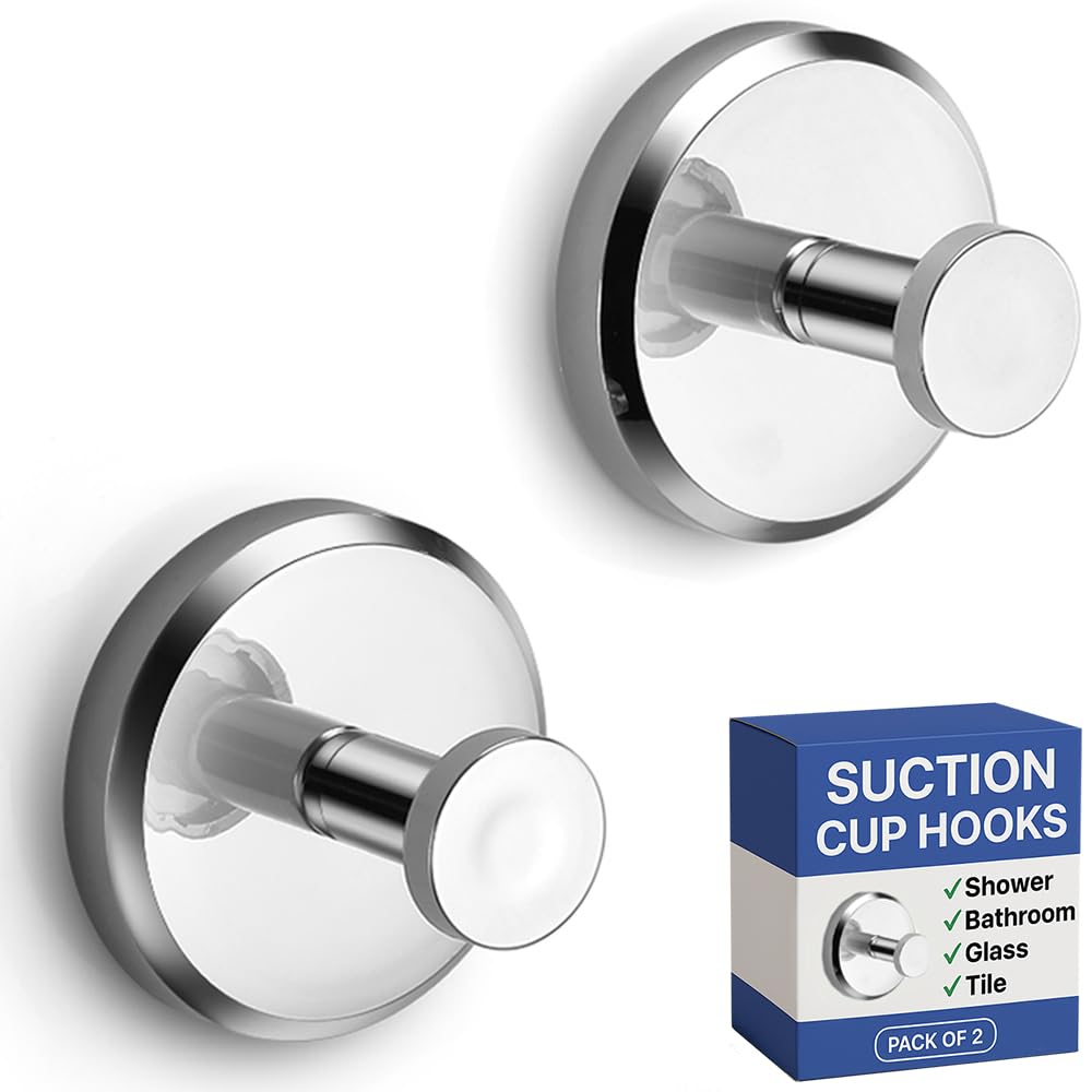 HOME SO Suction Cup Hooks for Shower & Bathroom Towel Holder 4-Pack Gold