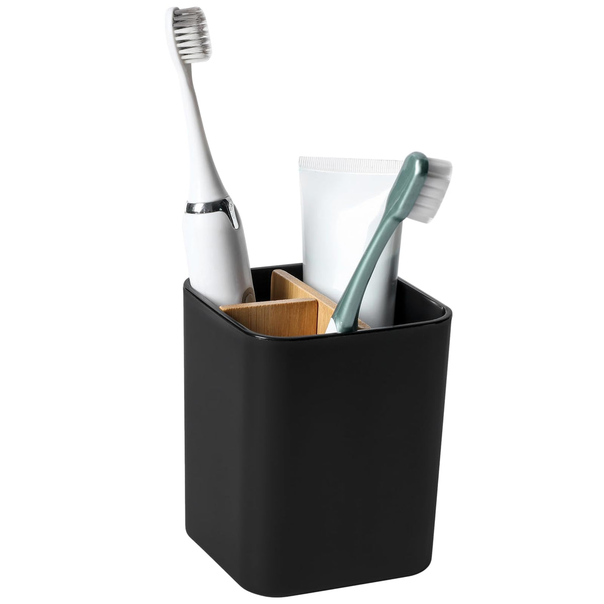 Bamboo Toothbrush Holder for Bathrooms Toothpaste Organizer - Green