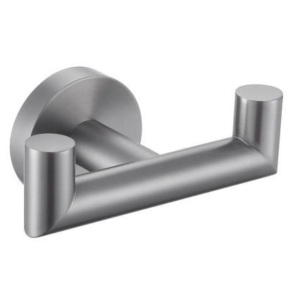 Angle Simple Double Towel Hook for Bathroom, Robe Coat Hook, Matte Black
