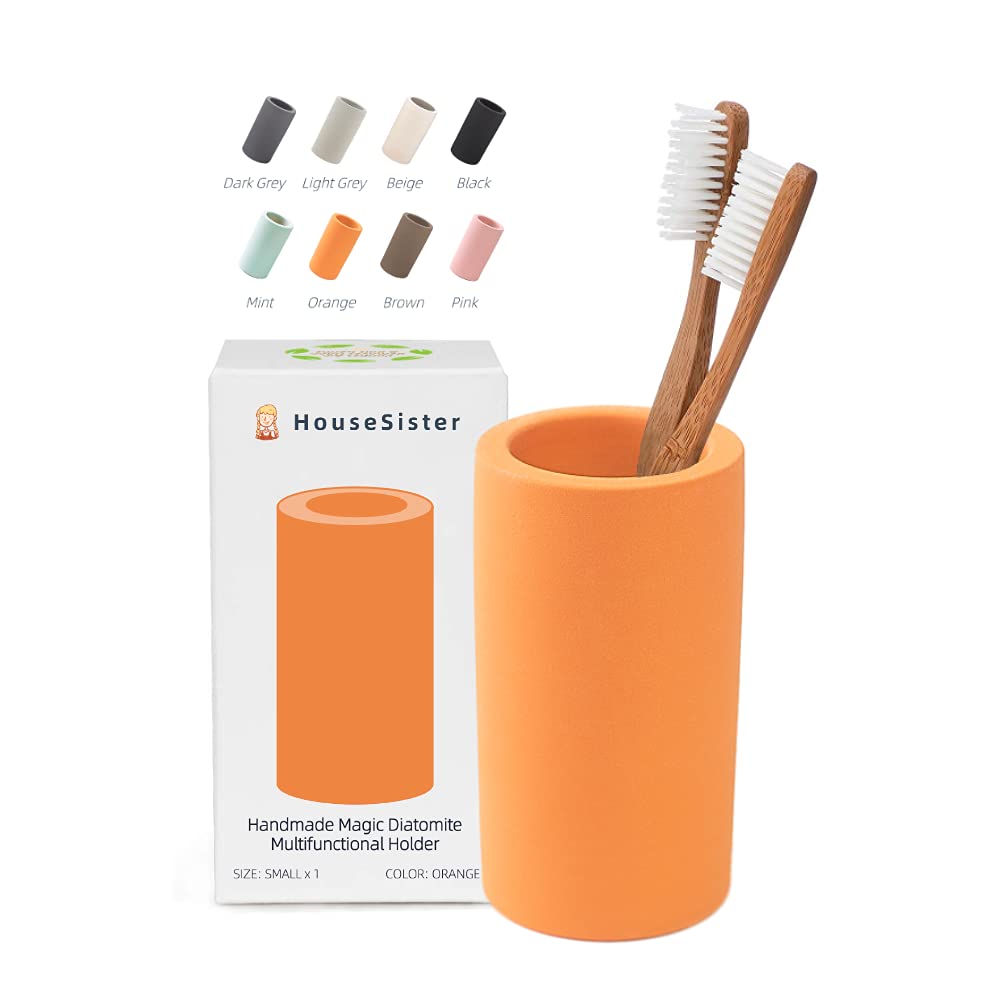 Fast-Drying Diatomite Toothbrush Holder - Bathroom Countertop Organizer Stand for Toothpaste, Makeup Brushes, Razors & Accessories (Dark Grey)