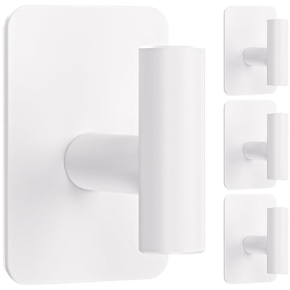 Large Heavy Duty Wall Hooks - 26lb Max, Stainless Steel Adhesive Towel Hooks for Hanging Towel, Coat, Robe, Hat, Sticky Towel Holder for Wall Mount in Bathroom, Shower, Kitchen (Black, 4 Pack)