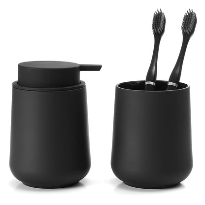YAUKPH Bathroom Soap Dispenser and Toothbrush Holder Striped Black