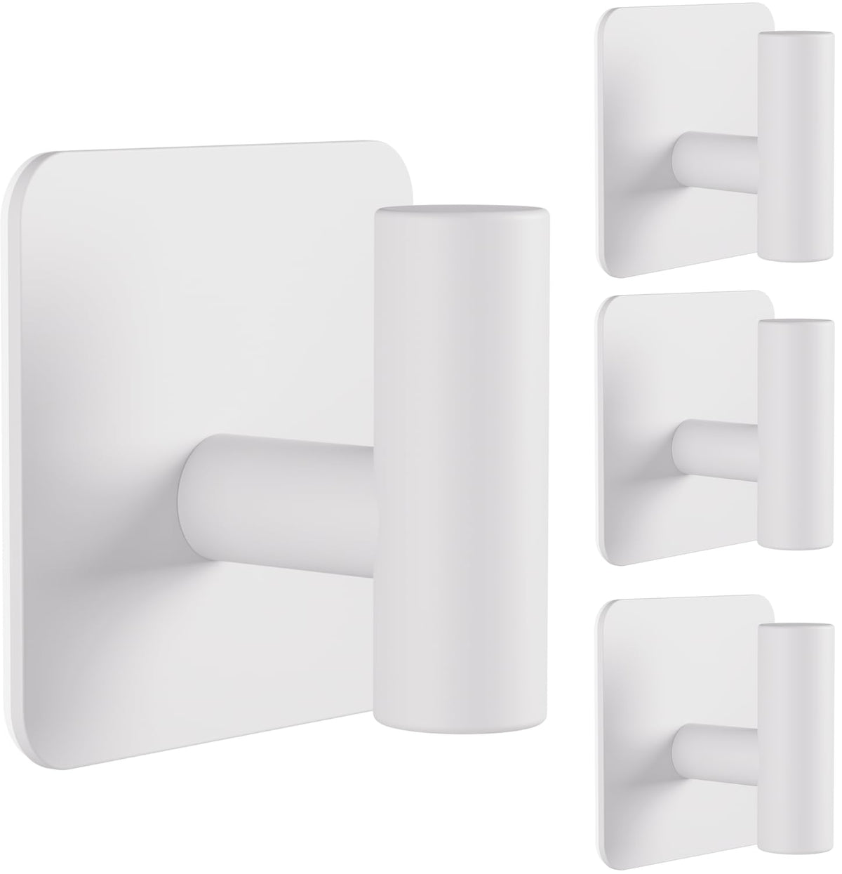 Aikzik 4 Pack Large Heavy Duty Wall Hooks - 26lb Max, Stainless Steel Adhesive Towel Hook, Shower Hooks for Hanging Towel, Coat, Robe, Wall Hook for Use in Bathroom, Kitchen and Door