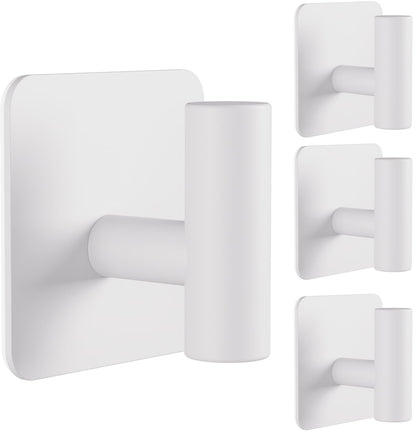 Aikzik 4 Pack Large Heavy Duty Wall Hooks - 26lb Max, Stainless Steel Adhesive Towel Hook, Shower Hooks for Hanging Towel, Coat, Robe, Wall Hook for Use in Bathroom, Kitchen and Door