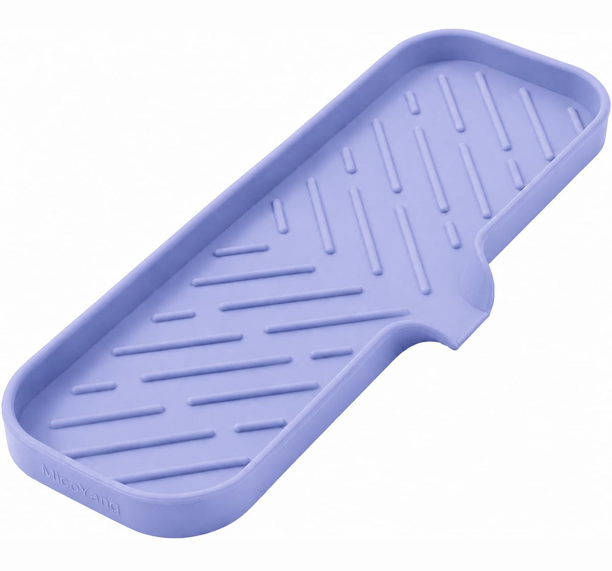 MicoYang Silicone Soap Dish with Drain Spout, Self-Draining Sink Organizer Tray for Bathroom and Kitchen, Sponges, Dispensers and Soap Holder, Non-Slip and Dishwasher Safe, Black (Compact, 4.9"×3.2")