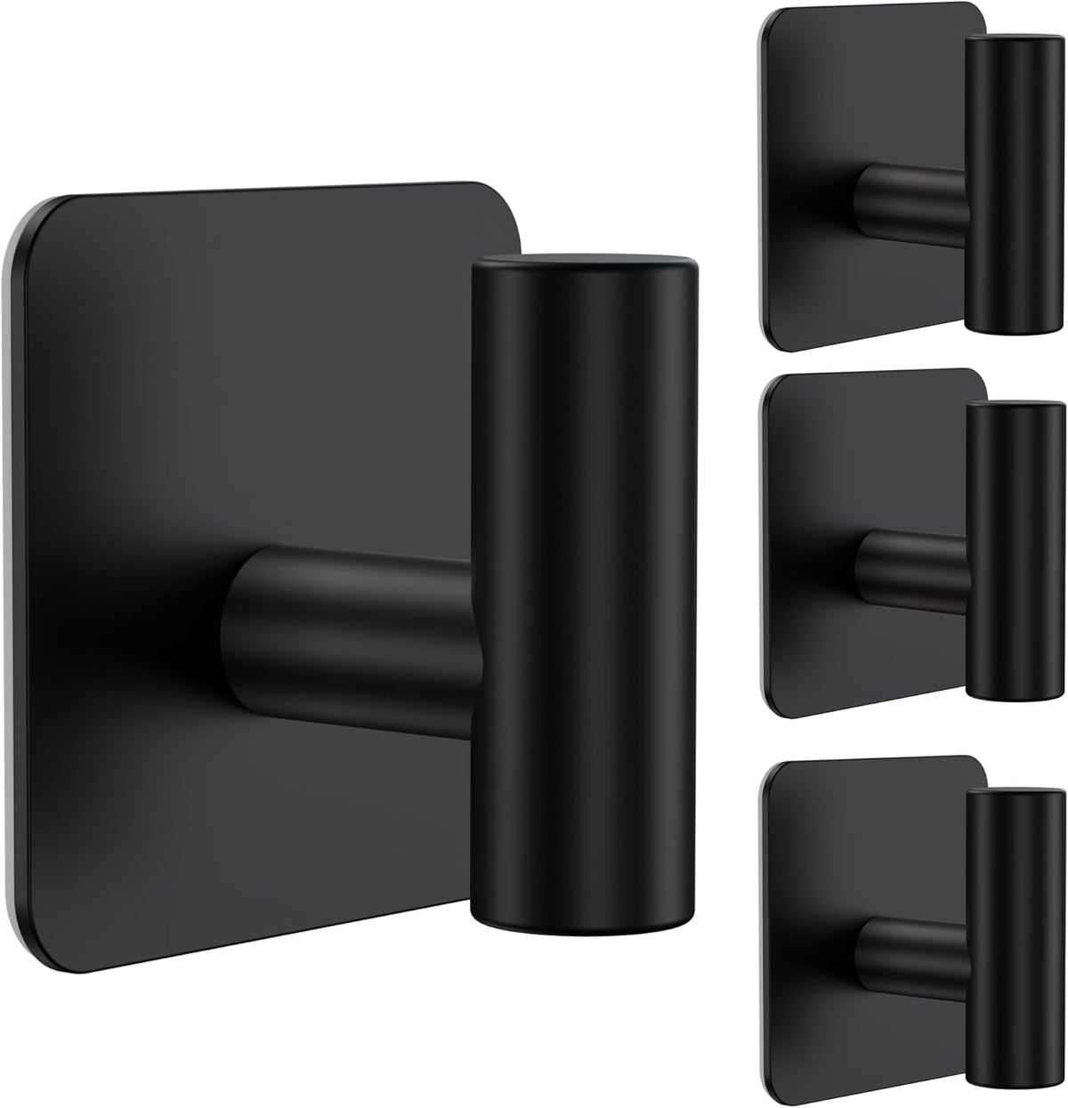 Aikzik 4 Pack Large Heavy Duty Wall Hooks - 26lb Max, Stainless Steel Adhesive Towel Hook, Shower Hooks for Hanging Towel, Coat, Robe, Wall Hook for Use in Bathroom, Kitchen and Door