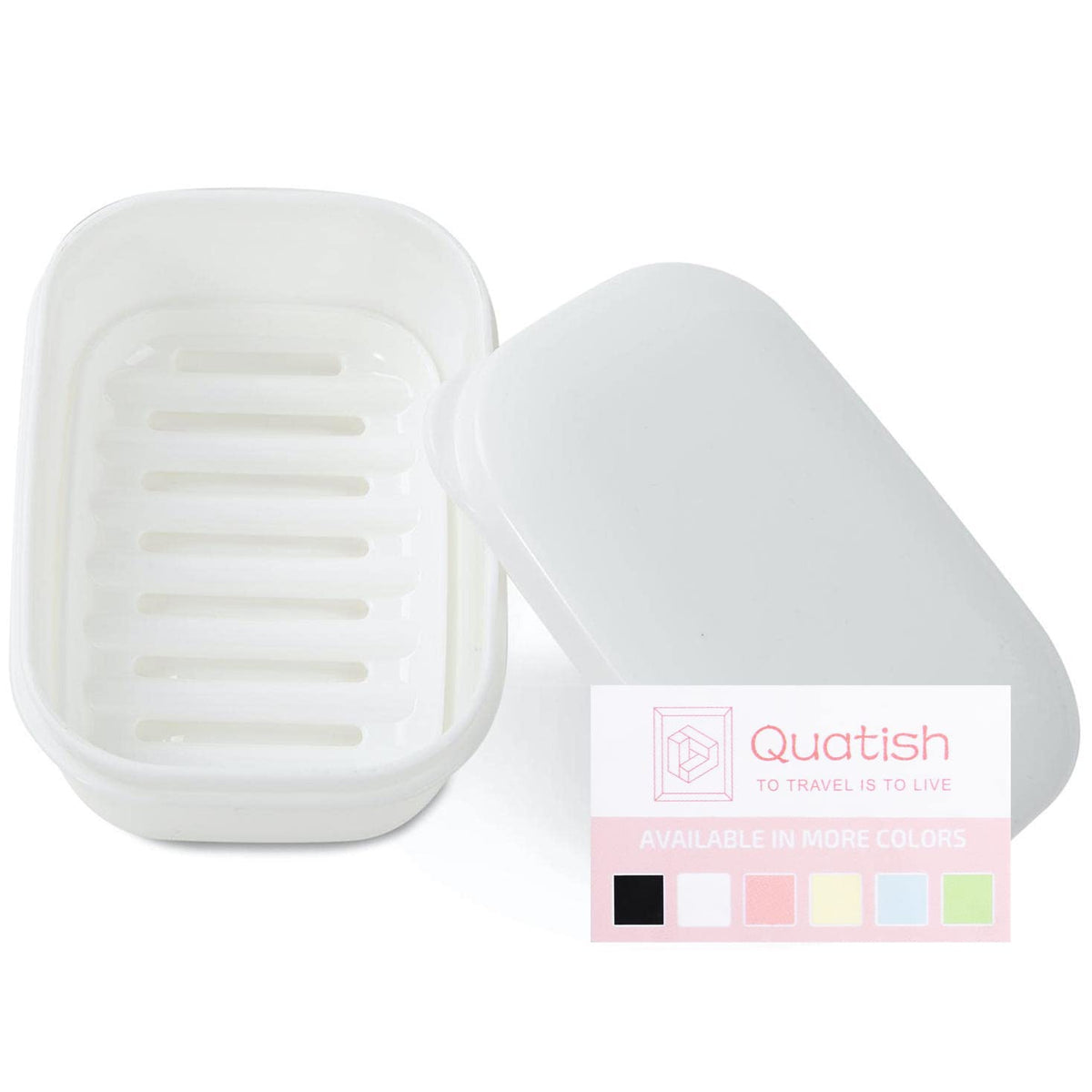 Quatish Leakproof Soap Dish with Lid & Draining Layer, Shatterproof Travel Bar Soap Holder Case Container, Portable Travel Size Toiletries Essentials for Camping, Gym, Bathroom, Greygreen