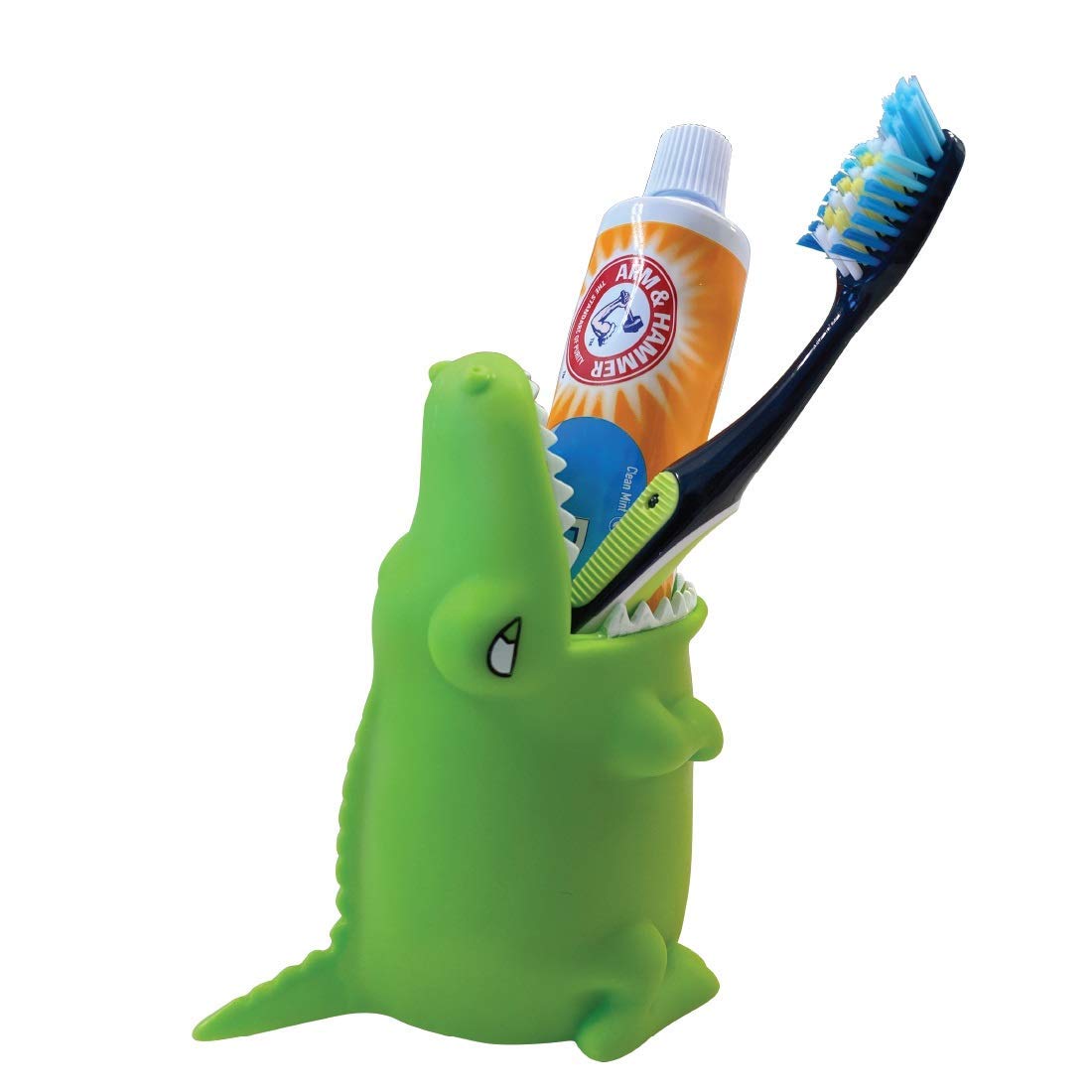 Kids Toothbrush Holder Toothbrush Organizer – Durable Silicone Animal Tooth Brush Holder – Easy to Clean Toothbrush and Toothpaste Holder – Toothbrush Holders for Bathrooms by Lily’s Home - Shark