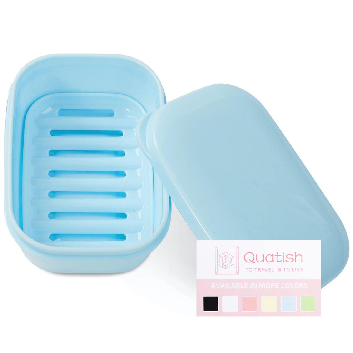 Quatish Leakproof Soap Dish with Lid & Draining Layer, Shatterproof Travel Bar Soap Holder Case Container, Portable Travel Size Toiletries Essentials for Camping, Gym, Bathroom, Greygreen
