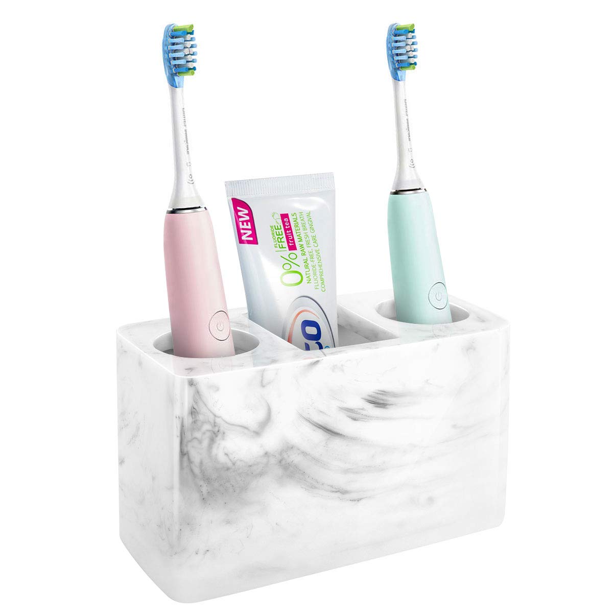 Luxspire Toothbrush Holder, Resin, 3 Slots, Gravel White