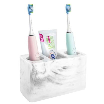 Luxspire Toothbrush Holder, Resin, 3 Slots, Gravel White
